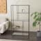32" x 58" Black Metal 4 Shelf Storage Shelving Unit with Clear Glass Shelves